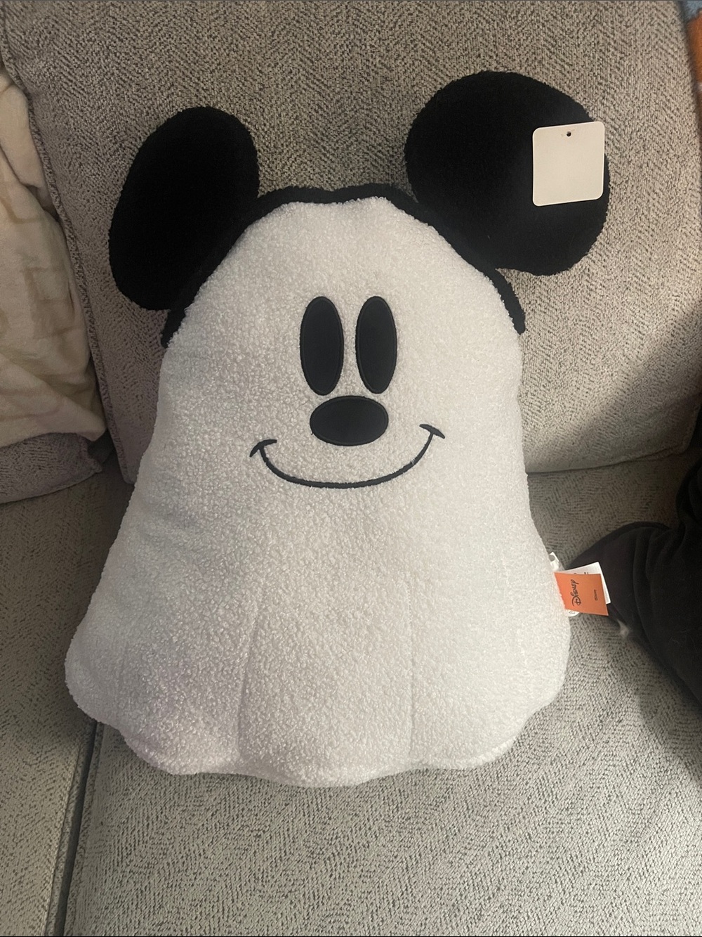Plush Black & White Mickey Ghost Throw Pillow